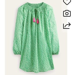 Boden Smocked Neck Beach Caftan with Tassels